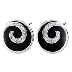 Orecchini Vortice prezioso - Oro bianco - 9 carati - 6 Diamanti