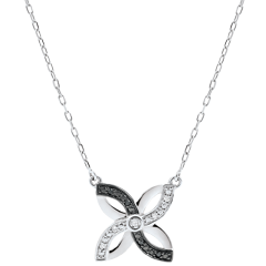 Collar Frescura - Lirio de Verano - oro blanco 9 quilates y diamantes negros