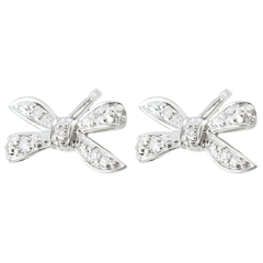 Orecchini Fiocco dell'Eden - Oro bianco - 18 carati - 10 Diamanti