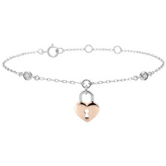 Armband Kostbaar Geheim - Hartslotje - 9 karaat witgoud en roségoud