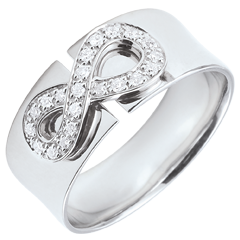 Infinity Ring - 18 karaat witgoud met Diamanten