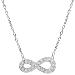 Halsketting Infinity - 9 karaat witgoud met Diamanten