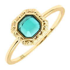 Irène Ring – 9ct Yellow Gold, Synthetic Emerald