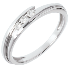 Trilogie Cuib Preţios - Bipolar - aur alb de 18K - 3 diamante - 0.11 carate