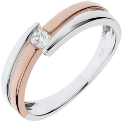 Inel Cuib Preţios - Salomé - diamant 0.10 carate - aur alb şi aur roz de 18K