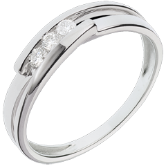 Inel trilogie bipolar aur alb de 18K - 3 diamante