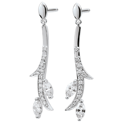 Pendientes Bosque Misterioso - oro blanco 18 quilates y diamantes de forma marquesa