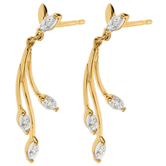 Boucles d'oreilles Luxuriance Végétale - or blanc et or jaune 18 carats et diamants