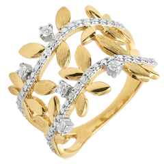 Bague Jardin Enchanté - Feuillage Royal Double - diamants et or jaune 9 carats