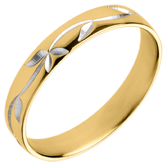 Alliance Fraicheur - Lierre gravé - or blanc et or jaune 18 carats