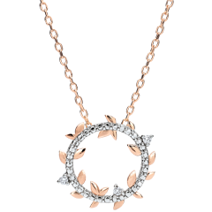 Collier rond Jardin Enchanté - Feuillage Royal - or rose 9 carats et diamants
