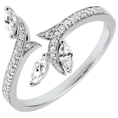 Ring Mysterious Woods - white gold and marquise diamonds - 9 carats
