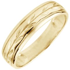Freshness wedding ring - Palm variation engraved yellow gold - 9 carat