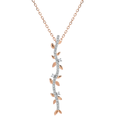 Collier tige Jardin Enchanté - Feuillage Royal - or rose 9 carats et diamants