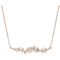 Necklace Enchanted Garden - Foliage Royal - Pink gold and diamonds - 9 carat