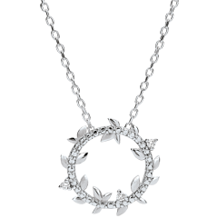 Shaft Necklace Enchanted Garden - Foliage Royal - white gold and diamonds - 9 carats