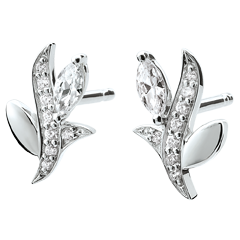 Earrings Mysterious Woods - white gold and diamonds boats - 18 carats