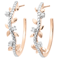 Hoop Earrings Enchanted Garden - Foliage Royal - pink gold and diamonds - 9 carats