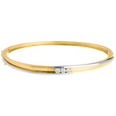 Jonc trilogie bipolaire or jaune-or blanc - 0.24 carats - 3 diamants - 20 cm