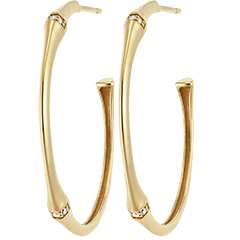 Pendientes en forma de aro Jungla Sagrada, grandes, diseño multidiamante - oro amarillo de 9 quilates