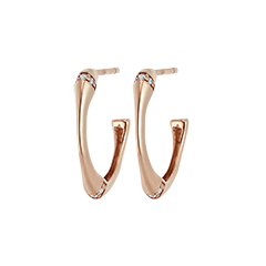 Pendientes en forma de aro Jungla Sagrada, pequeños, diseño multidiamante - oro rosa de 9 quilates