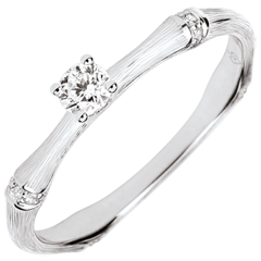 Anillo de compromiso Jungla Sagrada - diamante 0,09 quilates - oro blanco rugoso 18 quilates