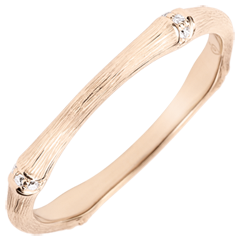 Anillo Jungla Sagrada - Multidiamantes 2 mm - oro rosa rugoso 9 quilates