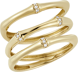 Bague Jungle Sacrée 3 rangs multi diamants - or jaune 18 carats