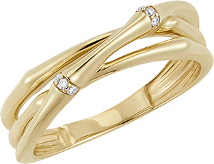 Bague Jungle Sacrée 2 rangs entremêlés multi diamants- or jaune 18 carats