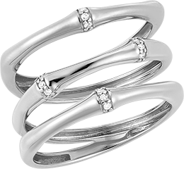Bague Jungle Sacrée 3 rangs multi diamants - or blanc 9 carats