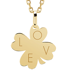 Klaver medaillon gegraveerd - 9K geelgoud - Lovely Yours Collectie - Edenly Yours