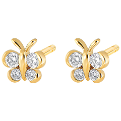 Ohrringe - Mein kleiner Schmetterling - Ohrstecker 18 Karat Gelbgold und Diamanten