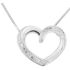 Halsketting Verliefde Harten 18 karaat witgoud met diamant