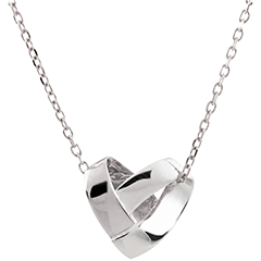 Origami Hart ketting – 18 karaat witgoud