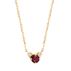 Calista Ketting – 9 karaat geelgoud, robijn en synthetische diamanten