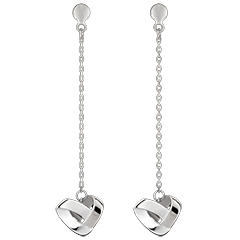 Origami Hart oorbellen met hanger – 9 karaat witgoud