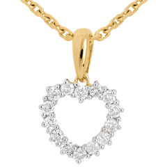 Hanger Gekarteld Hart - 18 karaat geelgoud - 0.25 karaat 14 Diamanten