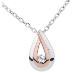 Collier Tautropfen - Weißgold und Roségold - 45cm