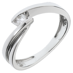 Solitär- Ring Kostbarer Kokon - Undine - Weißgold -1 Diamant 0.07 Karat - 18 Karat