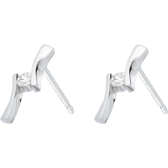 Ohrstecker Kostbarer Kokon -Diamantapostroph - Weißgold - 18 Karat 