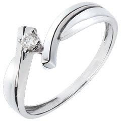 Solitärring Kostbarer Kokon - Jupiter - Weißgold - Diamant 0.05 Karat - 18 Karat
