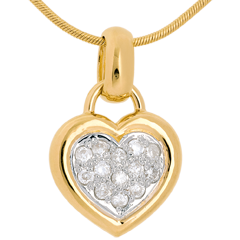 Diamant Anhänger gerahmtes Herz in Gelbgold - 0.26 Karat - 13 Diamanten