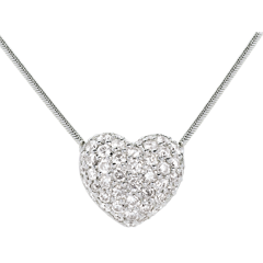 Diamant Collier Funkelndes Herz in Weissgold - 0.85 Karat - 50 Diamanten