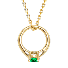 Anhänger Cutie - 18 Karat Gelbgold und synthetischer Smaragd