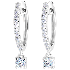 Creoolse oorbellen semi-pavé Frisheid - Petite Pampille - 9 karaat witgoud en diamanten
