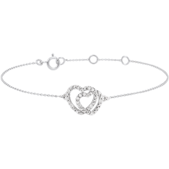 Armband witgoud met diamanten - Geweven Harten - 9 karaat goud