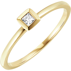 Ring Frisheid - Vierkant - 9 karaat geelgoud en diamant