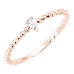 Frisheid Ring - Solitaire Bubble Peer - 18 karaat roségoud en diamant