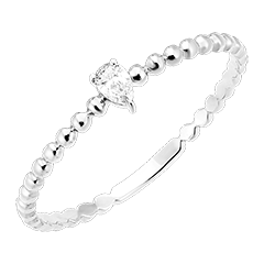 Frisheid Ring - Solitaire Bubbel Peer - 18 karaat witgoud en diamant