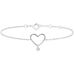 Versheidsarmband - Diamanten hart - 9 karaat witgoud en diamant
